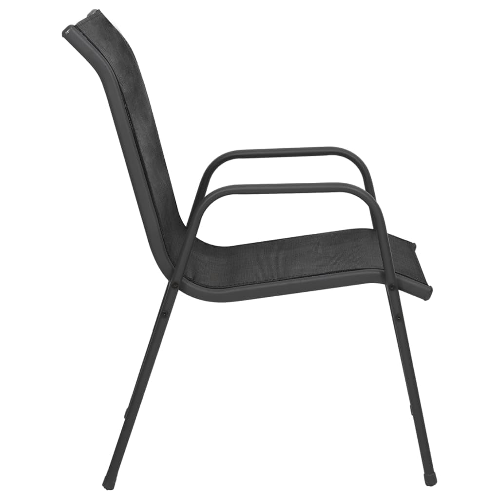vidaXL Patio Garden Chairs, Set of 2 - Durable Powder-Coated Steel and Textilene Fabric, Black and Anthracite - Lightweight and Portable Design, Ideal for Dining and Relaxation Outdoors