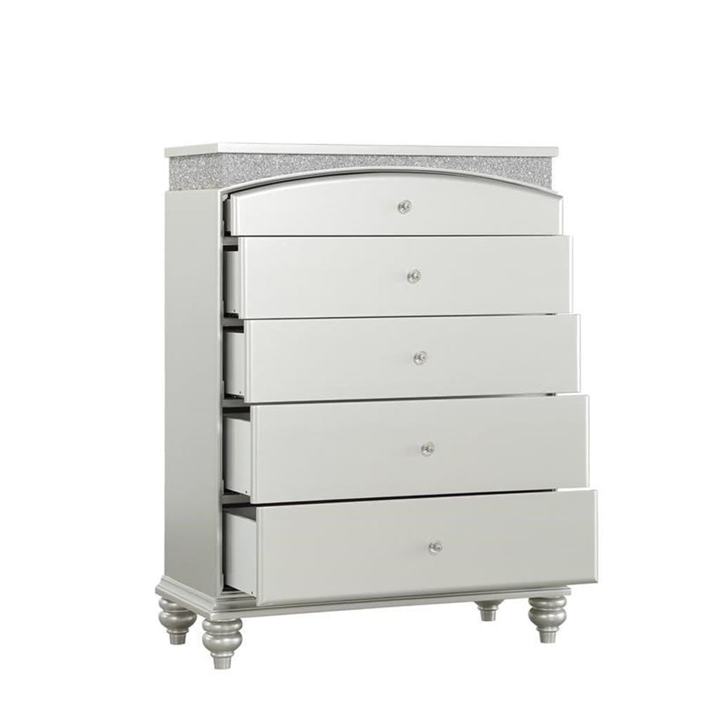 Acme Maverick 5-Drawer Wooden Chest in White Platinum