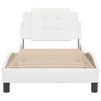 vidaXL Twin Faux Leather Bed Frame with Headboard, Plywood Slats, 39.4"x74.8", White