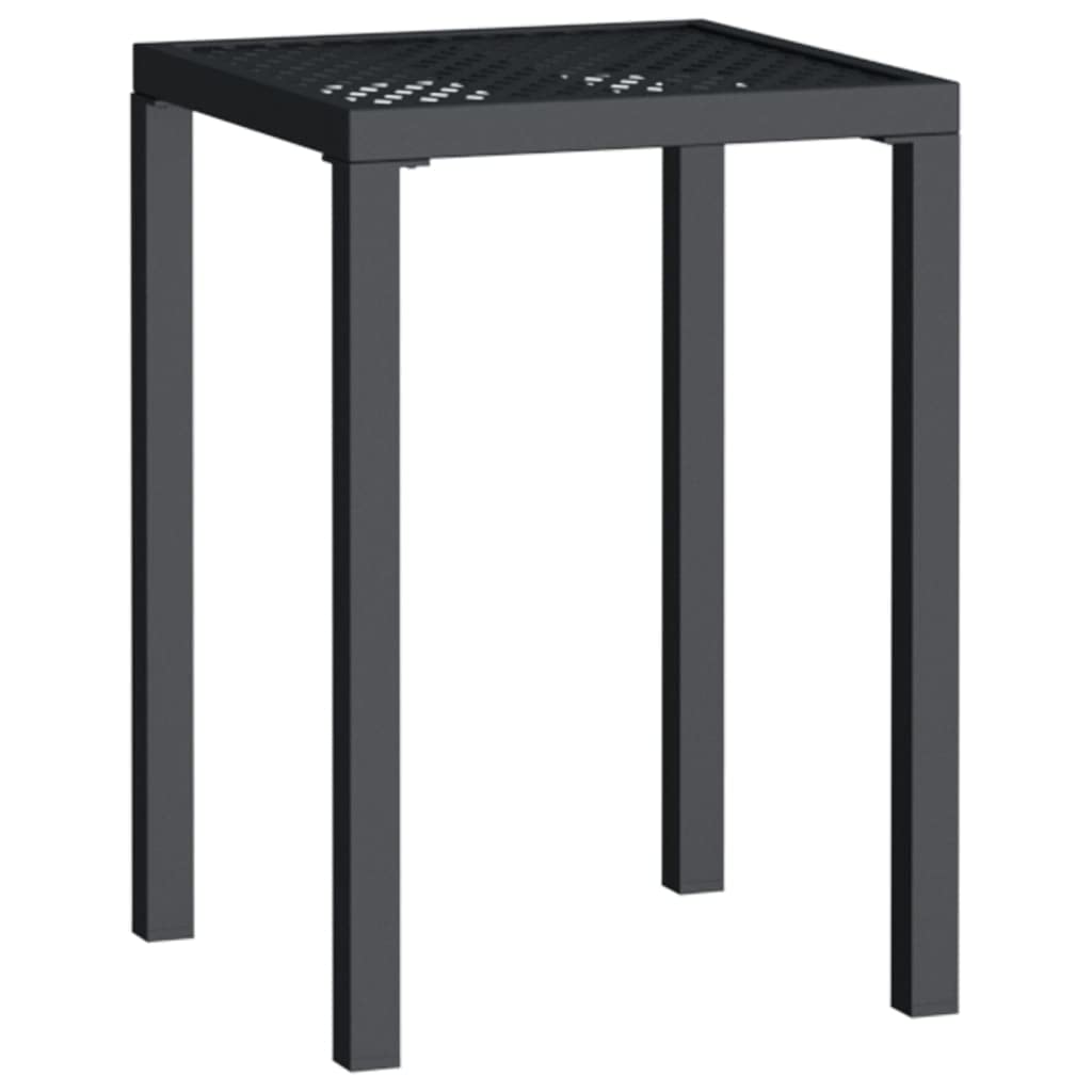 vidaXL Stylish Anthracite Patio Table - Durable Steel Frame with E-Coating and Powder Coated Treatment - Sleek Mesh Design - Ideal for Outdoor Use - 19.7&quot;x19.7&quot;x28.3&quot;