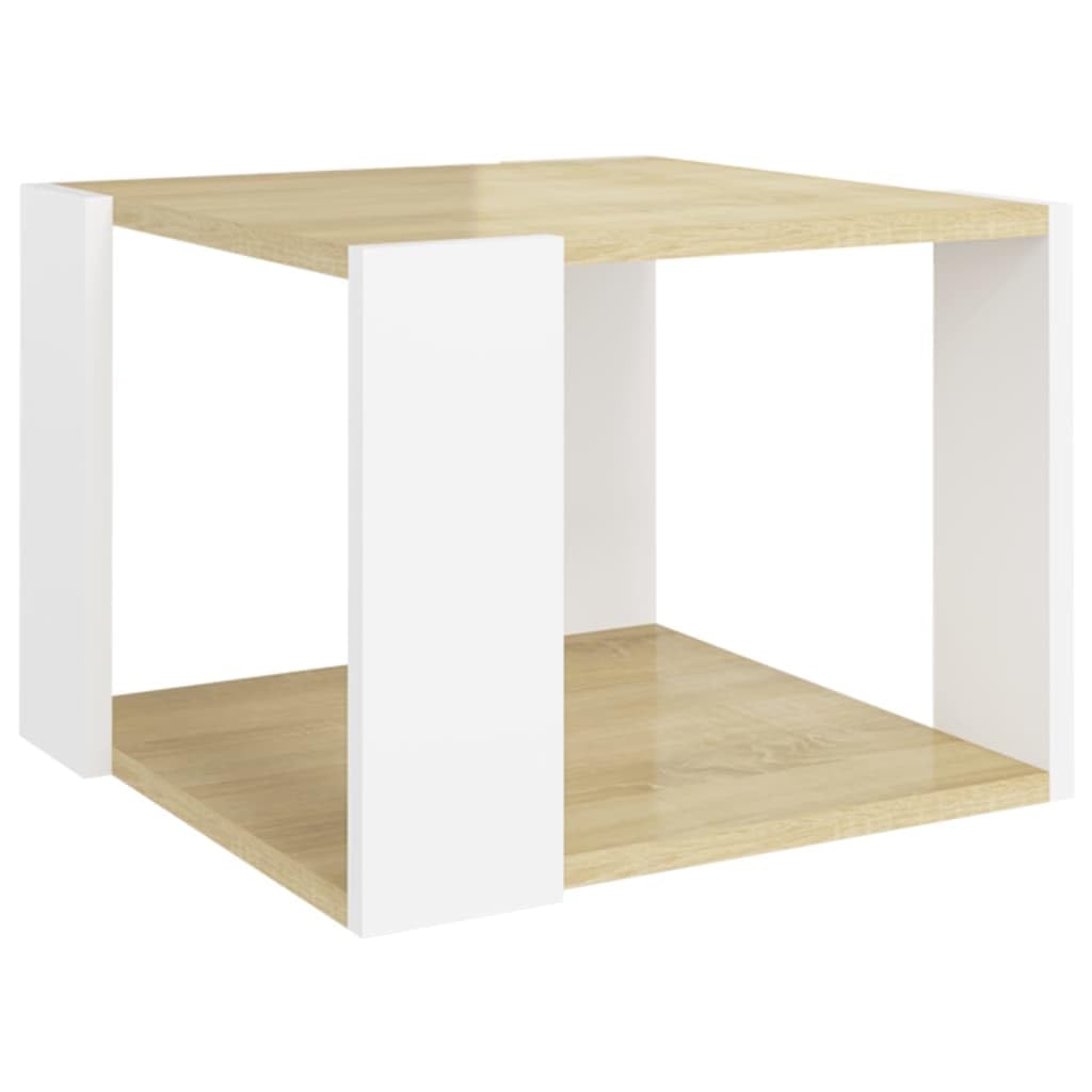 Coffee Table Sonoma Oak and White 16&quot;x16&quot;x12&quot; Engineered Wood