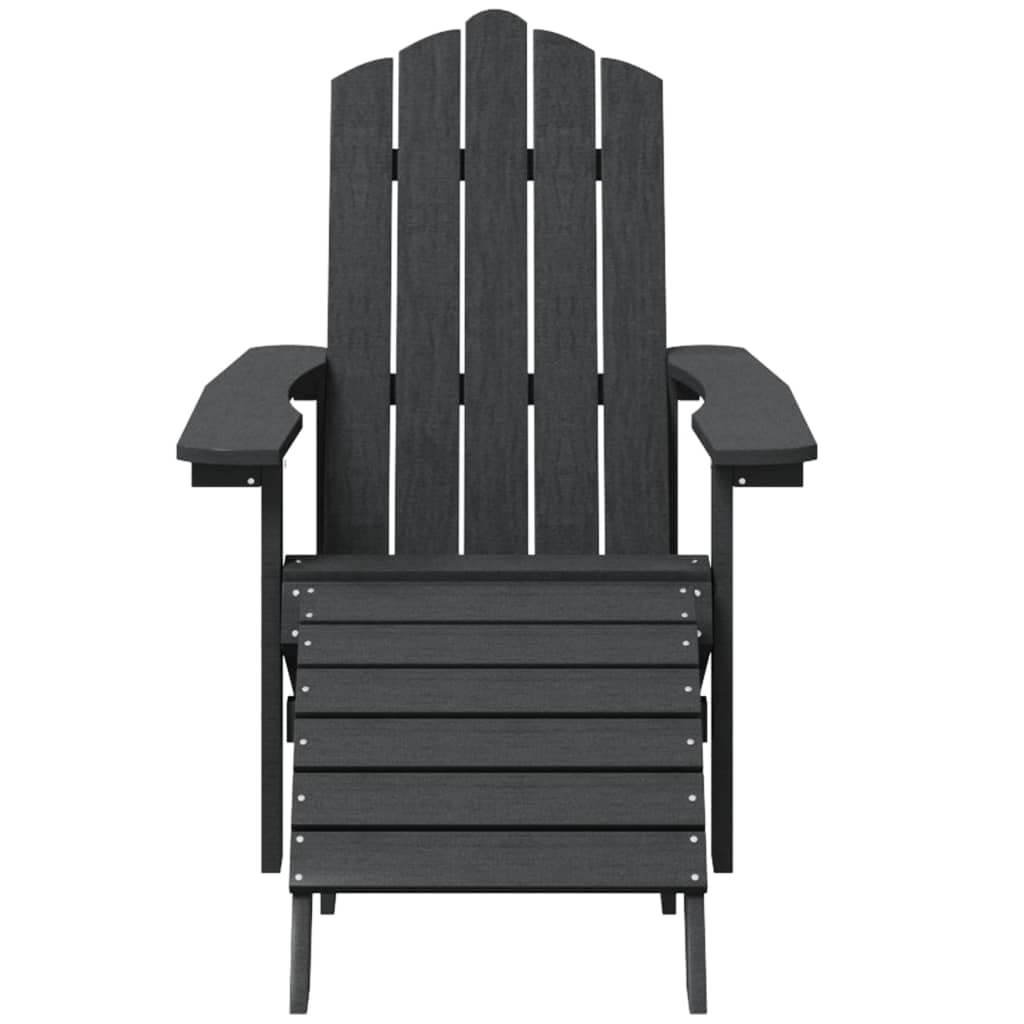 vidaXL Adirondack Chairs Set with Footstools - Durable HDPE Patio Furniture - Anthracite Color - Suitable for Garden, Patio, Terrace