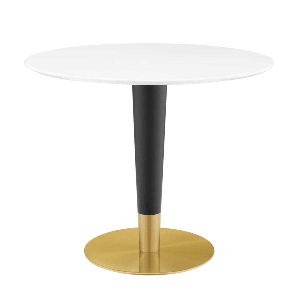 Modway Zinque Round Modern 36&quot; Dining Table, 36 Inch, Gold White