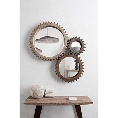 HomeRoots Natural Brown 35' Round Natural Wood Frame Wall Mirror