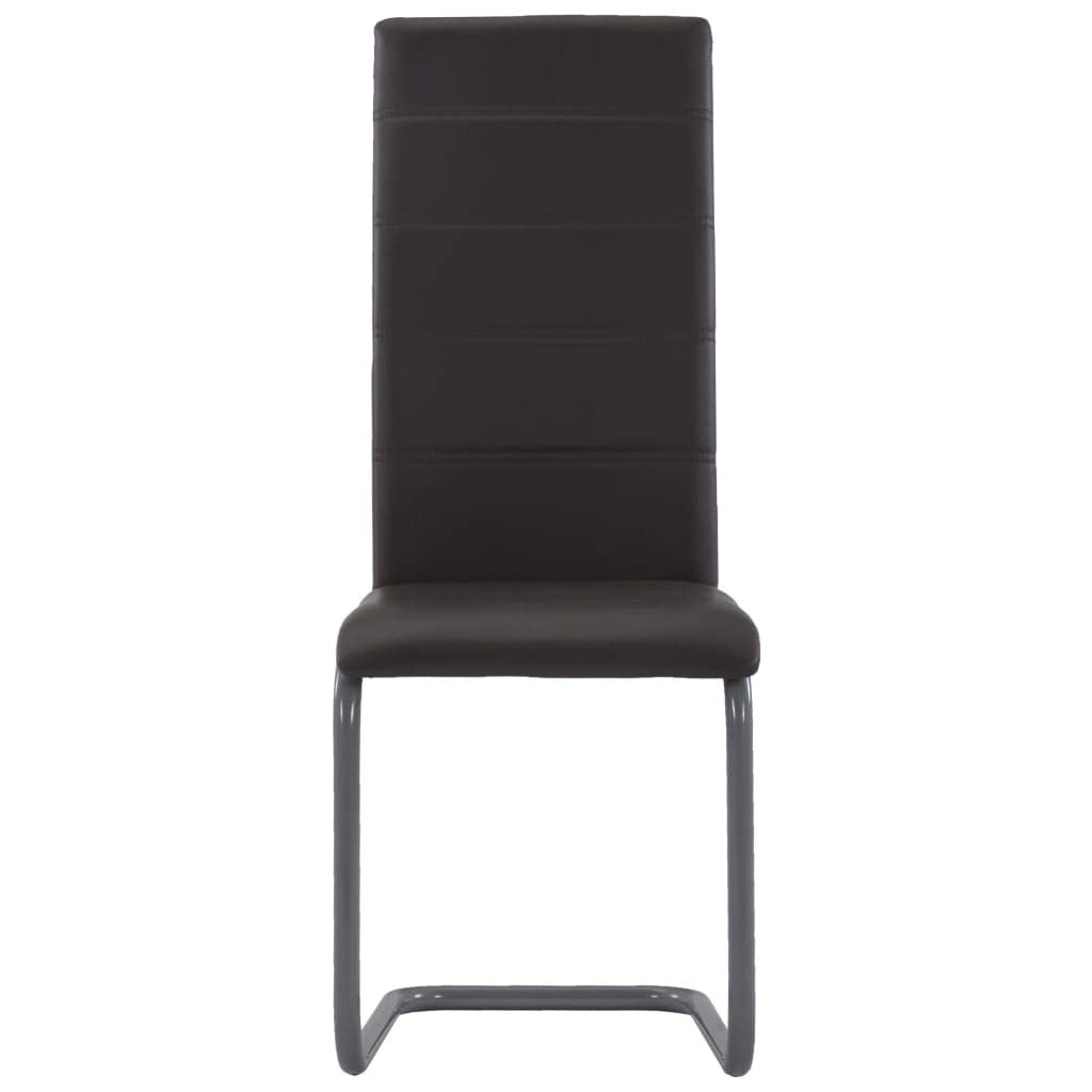vidaXL Cantilever Dining Chairs - Set of 4, Durable Faux Leather Upholstery, Stylish and Modern Design, Great for Home or Office, Brown