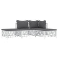 vidaXL 3 Piece Patio Lounge Set - Modern White Steel Frame with Comfortable Dark Gray Cushions, Flexible & Modular Design for Ou