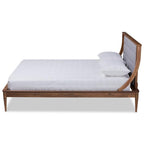 Baxton Studio Regis Modern and Contemporary Transitional Light Grey Fabric Upholstered and Walnut Brown Finished Wood Full Size Platform Bed