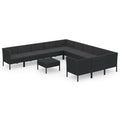vidaXL Patio Lounge Set 12 Piece with Cushions Garden Outdoor Terrace Seat Seating Sitting Chair Lounging Sofa Set Furniture Poly Rattan Black