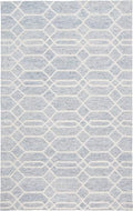 HomeRoots 512201 8 x 10 ft. Blue & Ivory Wool Geometric Hand Tufted Handmade Stain Resistant Rectangle Area Rug