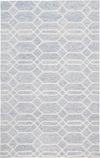 HomeRoots 512201 8 x 10 ft. Blue & Ivory Wool Geometric Hand Tufted Handmade Stain Resistant Rectangle Area Rug