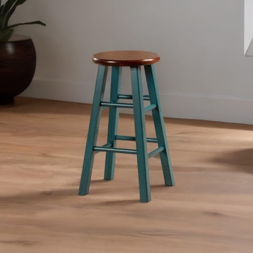 Ergode Rustic Teal Wood Ivy Counter Stool - Versatile & Stable, 24' Height