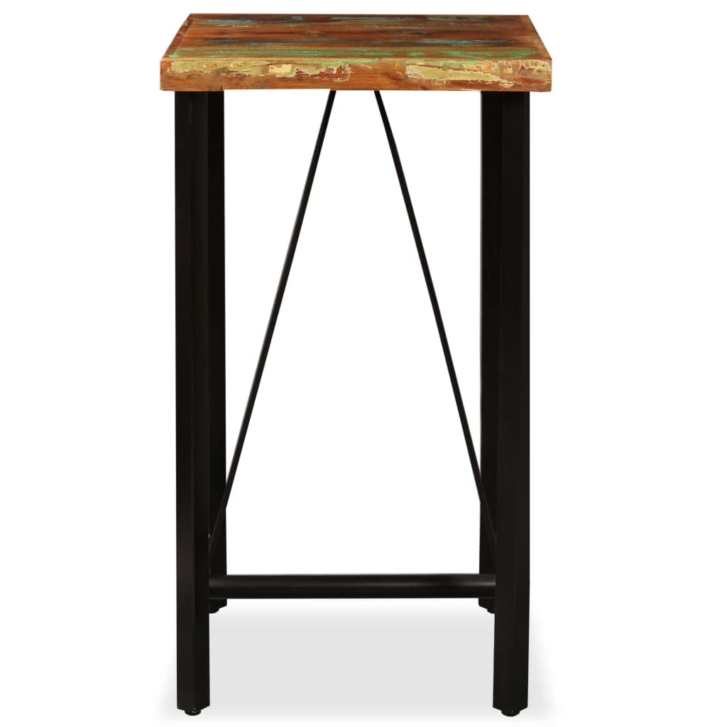vidaXL Bar Table – Solid Reclaimed Wood, Industrial Edition, Sturdy Steel Legs, Handcrafted, Easy-Assembly – 23.6&quot;x23.6&quot;x42.1&quot;, Brown