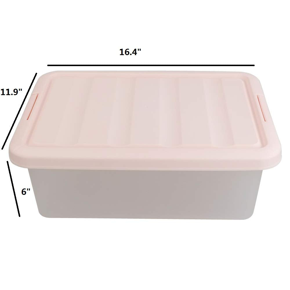 Ucake 14 Quart Plastic Storage Boxes With Pink Lids, 2 Packs