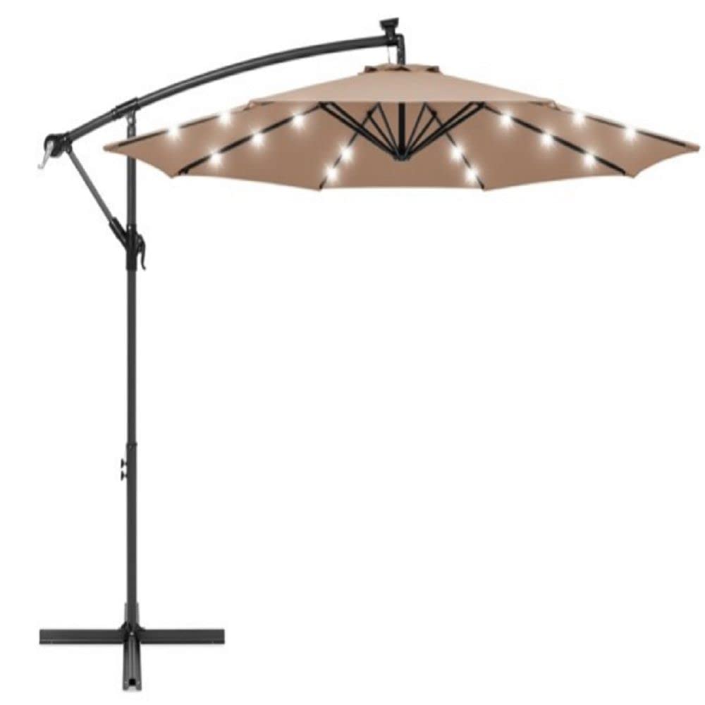 Hiland CT-UMB-T LED Lights Cantilever Umbrella, Tan