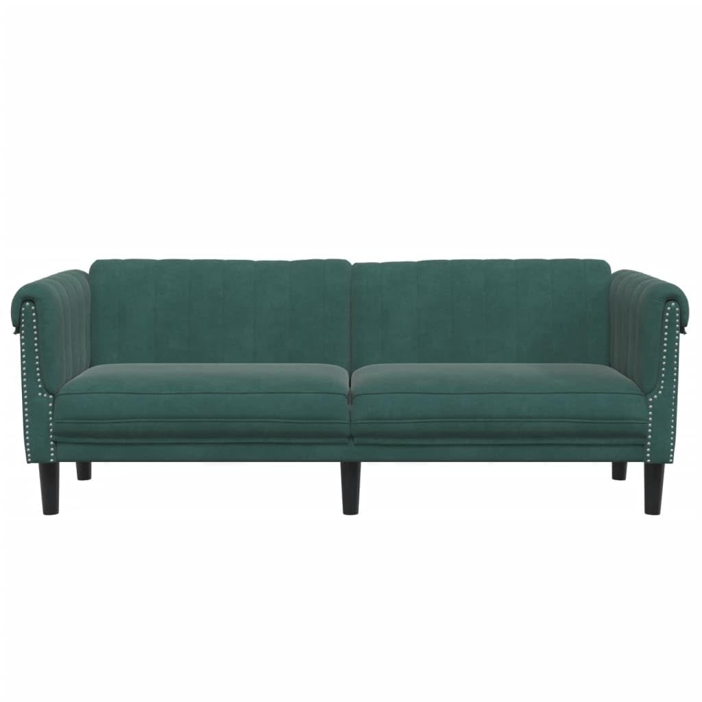 vidaXL 3-Seater Upholstered Settee - Dark Green Velvet Couch for Living Room/Lounge/Office, 79.9" Wide with Sturdy Wooden Legs
