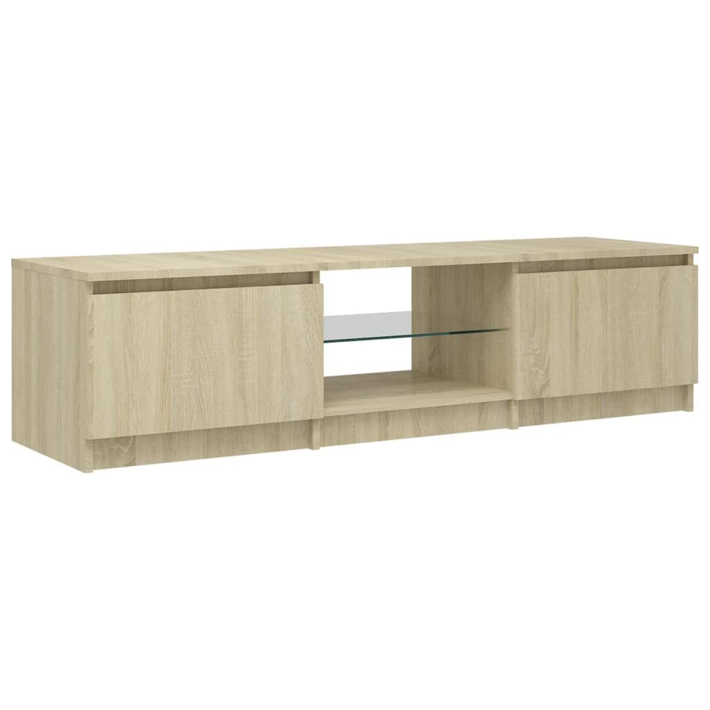 vidaXL TV Cabinet with LED Lights Sonoma Oak 55.1&quot;x16&quot;x14&quot;