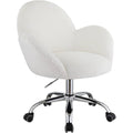 Acme Jago Fabric Upholstered Swivel Office Chair in White and Chrome