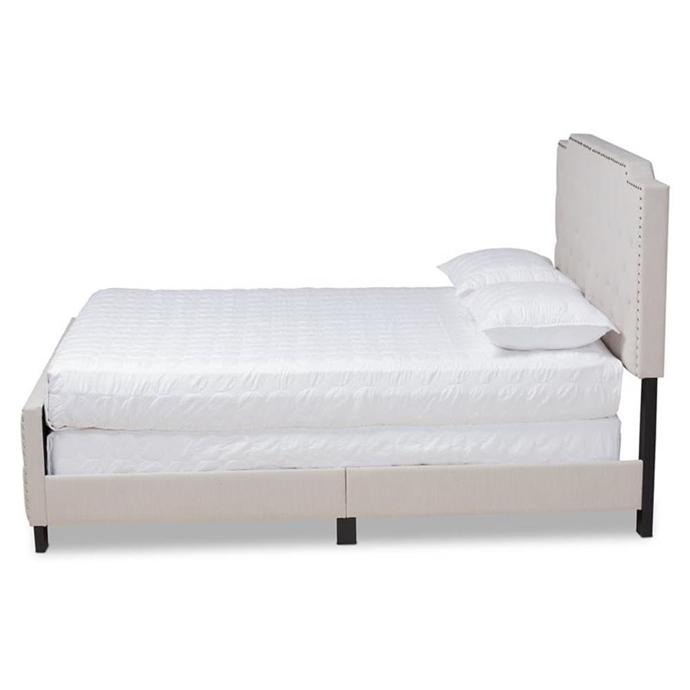 Baxton Studio Marion Bed, Queen, Beige and Black (162-10324-HiT)