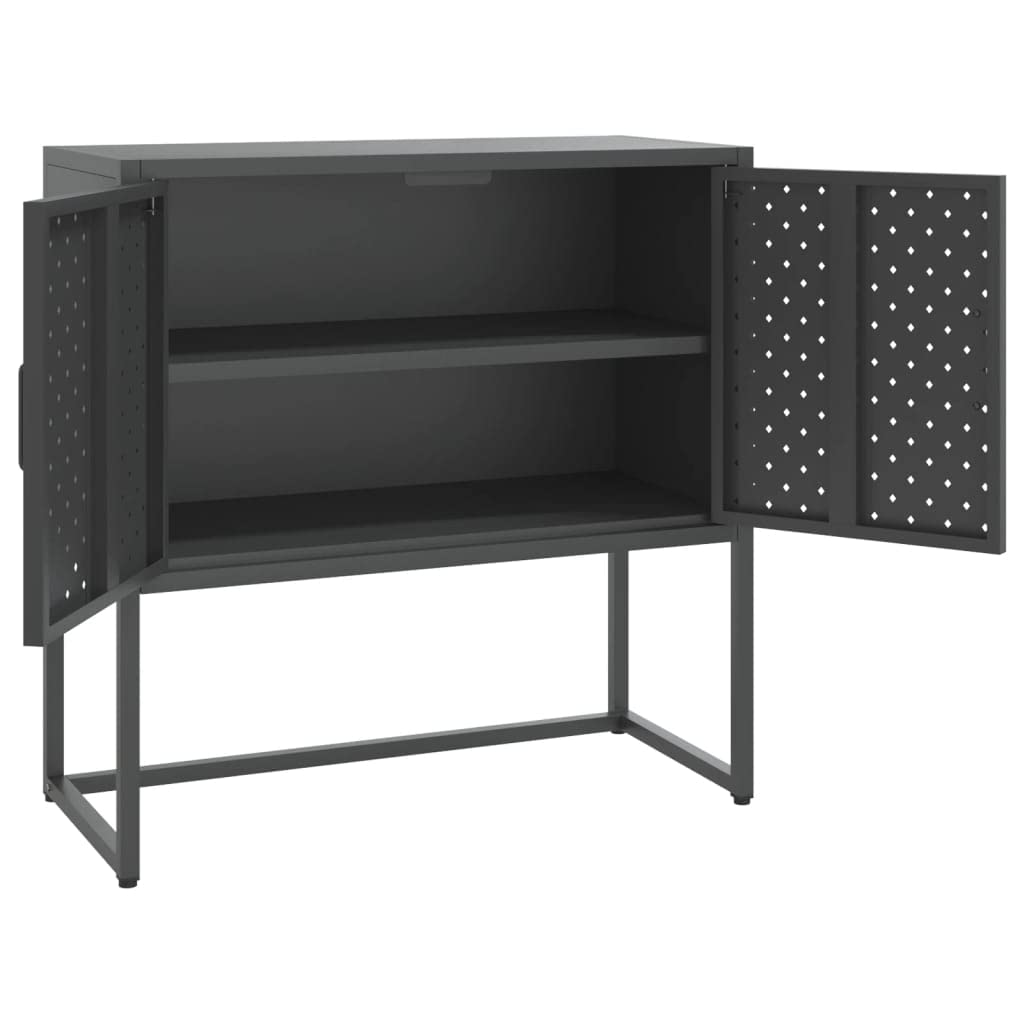 vidaXL Steel Sideboard in Industrial Design, Anthracite Colored Adjustable Height Storage Cabinet with 2 Doors and Ample Space