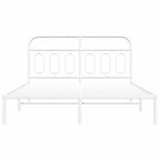 vidaXL Double Bed Frame with Headboard - Robust Metal Construction, Ample Storage, Modern Design - White, 59.1"x78.7"
