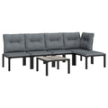 vidaXL 6 Piece Patio Lounge Set in Black and Gray with PE Rattan - Includes Chairs, Footstool, and Coffee Table with Padded Cushions