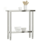 vidaXL Stainless Steel Kitchen Work Table with Under Shelf - Silver, Durable Prep Station for Restaurant/Commercial Use, Easy to Clean