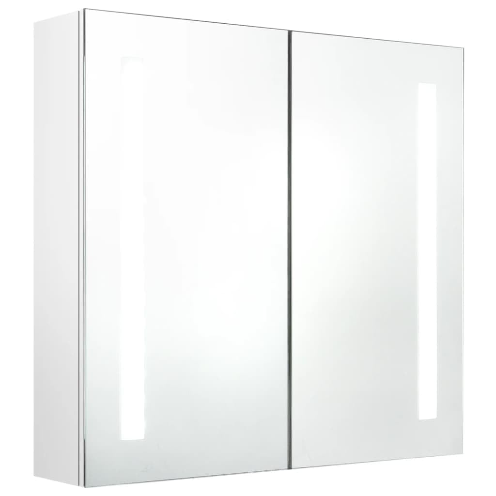 vidaXL LED Bathroom Mirror Cabinet in Shining White Melamine MDF Finish, Quality Material, Illuminate Your Bathroom - 24.4&quot;x5.5&quot;x23.6&quot;