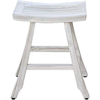 HomeRoots Compact Curvilinear Teak Shower Outdoor Bench in Driftwood Finish