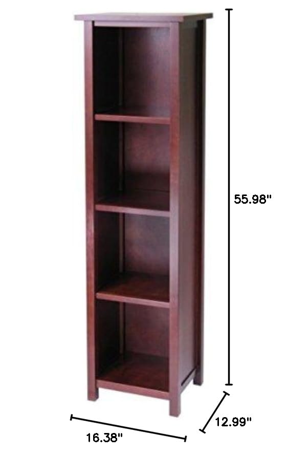 Antique Walnut 5-Tier Storage Shelf | Solid Wood | Versatile & Stylish | Easy Assembly | 16.38' W x 12.99' D x 55.98' H | 29.6 lbs