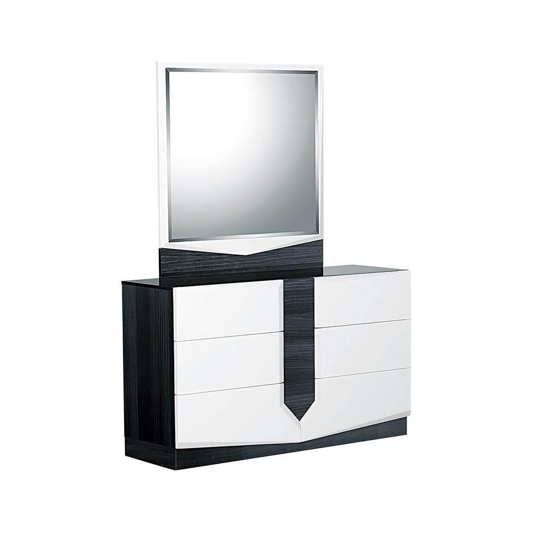 Global Furniture Hudson Black Dresser, White - Grey