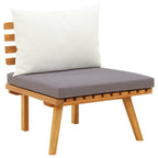 vidaXL Solid Acacia Wood Patio Chair with Cushions - Classic Outdoor Furniture for Garden, Deck, Lawn - Easy Assembly, Light Wood Finish, Dark Gray and White Cushions