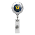 University Of Michigan Wolverines Logo Retractable Reel Premium Metal Chrome Badge Id Card Holder Clip