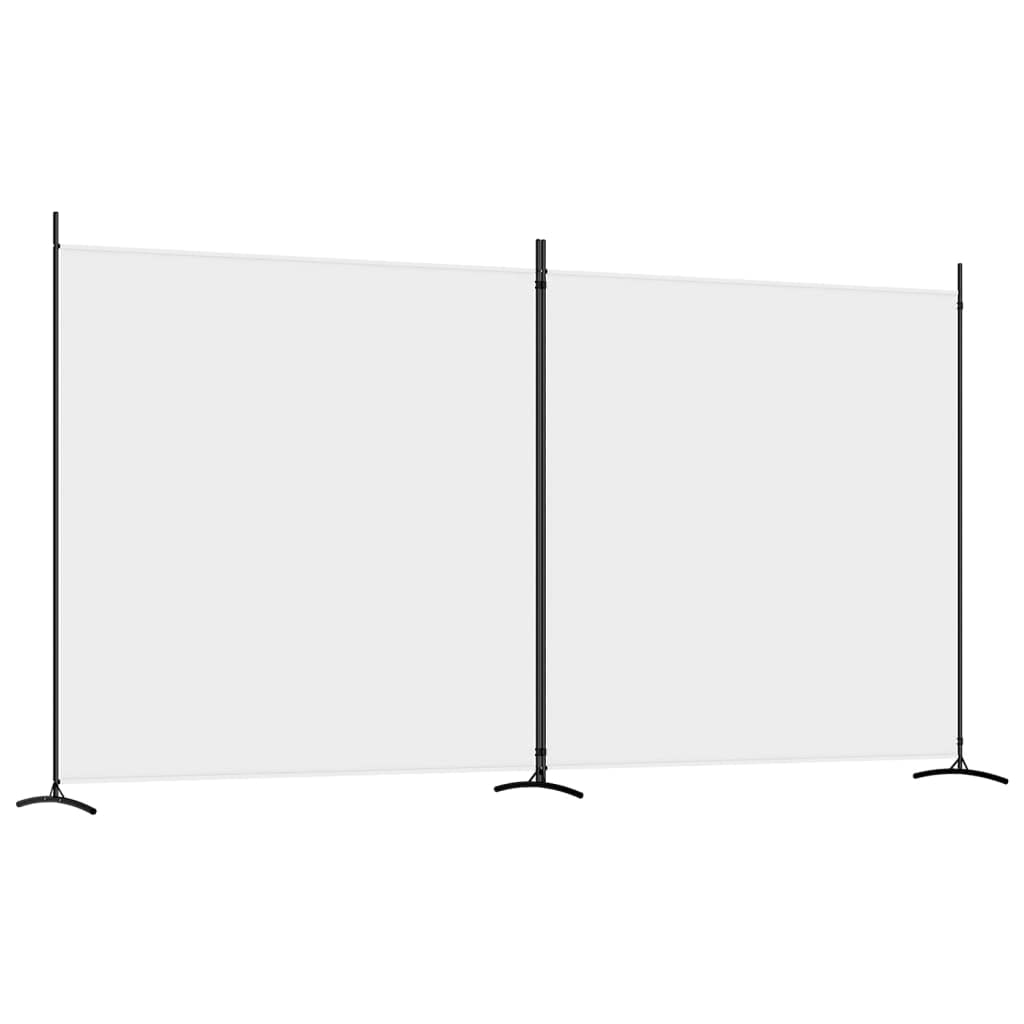 Vidaxl 2-Panel Room Divider In White - Durable Fabric And Iron Build, 137''X70.9'' Size - Versatile, Foldable, Lightweight, Easy
