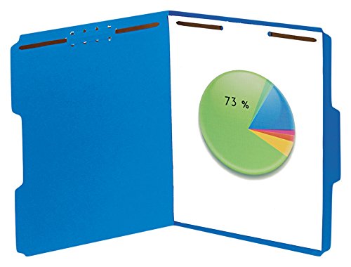 Universal 13521 Deluxe Reinforced Top Tab Folders, 2 Fasteners, 1/3 Tab, Letter, Blue (Box Of 50)