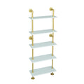 HEONITURE 5 shelf Modern Gold Bookshelf, Wall Mount White Bookcase, Ladder Shelf with Metal Frame, Display Shelf Shelves for Liv