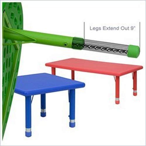 Flash Furniture Height Adjustable Rectangular Red Plastic Activity Table, 24 x 48&quot;