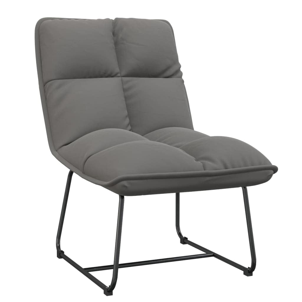 vidaXL Light Gray Velvet Leisure Chair with Fully Adjustable Backrest, Metal Frame, Thick Foam Padding, Scandinavian Style Seating Solution for Your Home