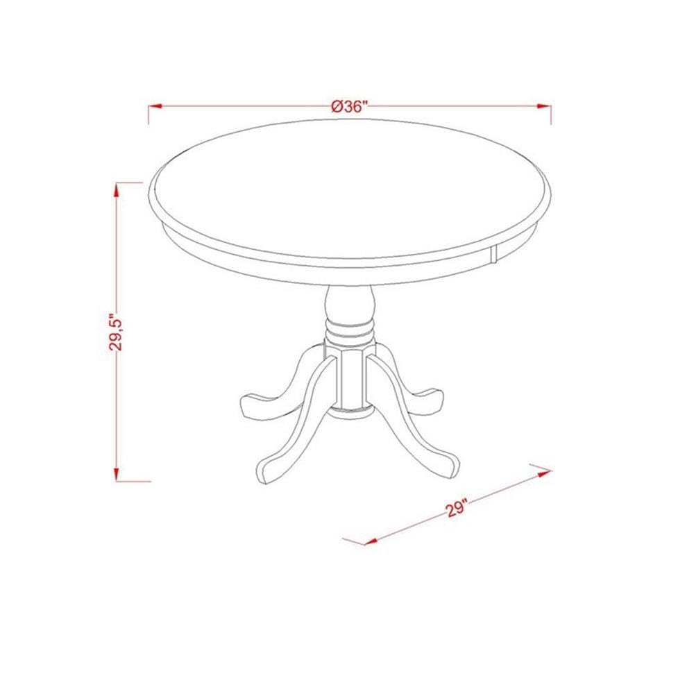 East West Furniture Amt-Abk-Tp Antique Dining Table - A Round Wooden Table Top With Pedestal Base, 36X36 Inch, Wirebrushed Black