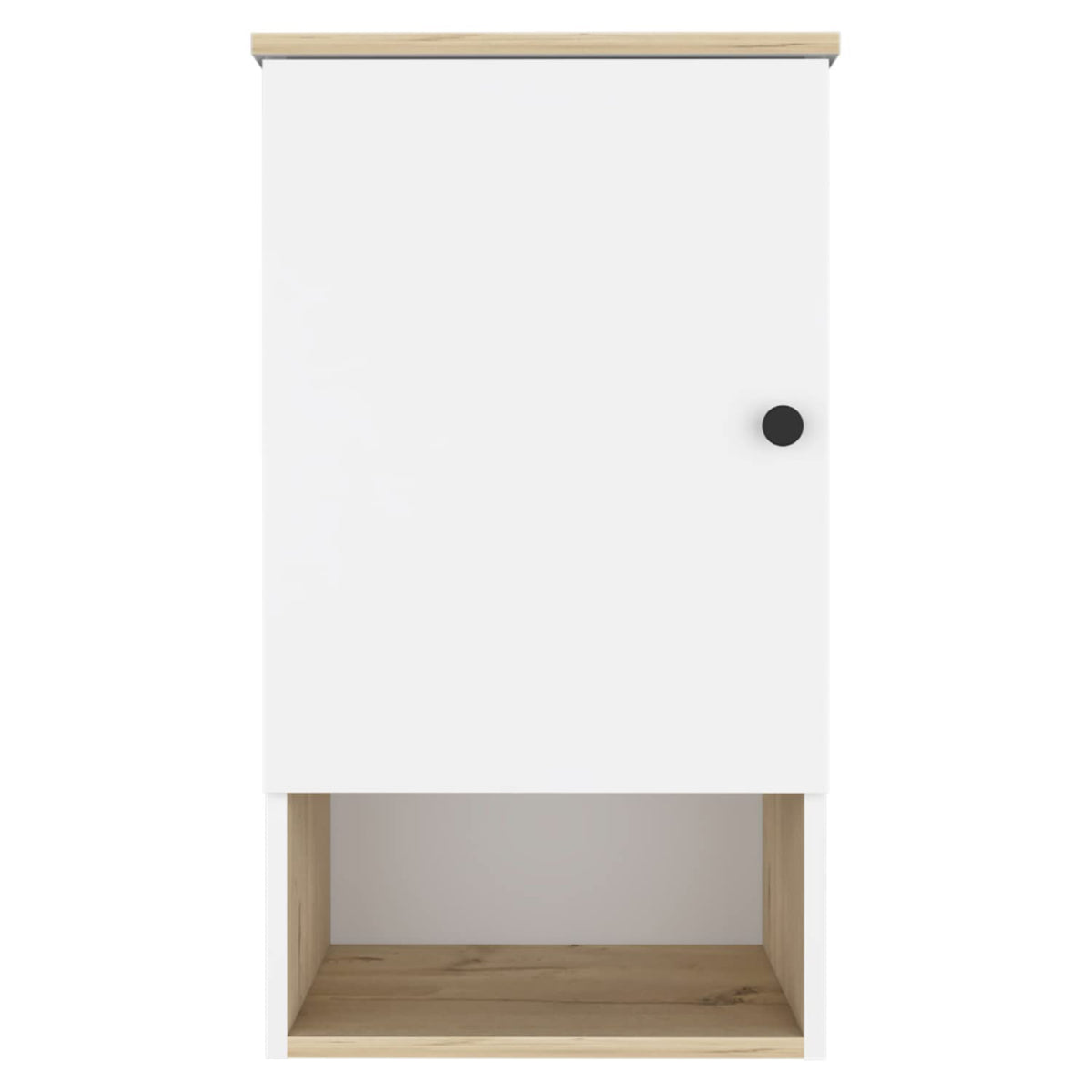 Medicine 28H Single Door Cabinet, 1 Shelf, 2 Interior Shelves, Light Oak/White