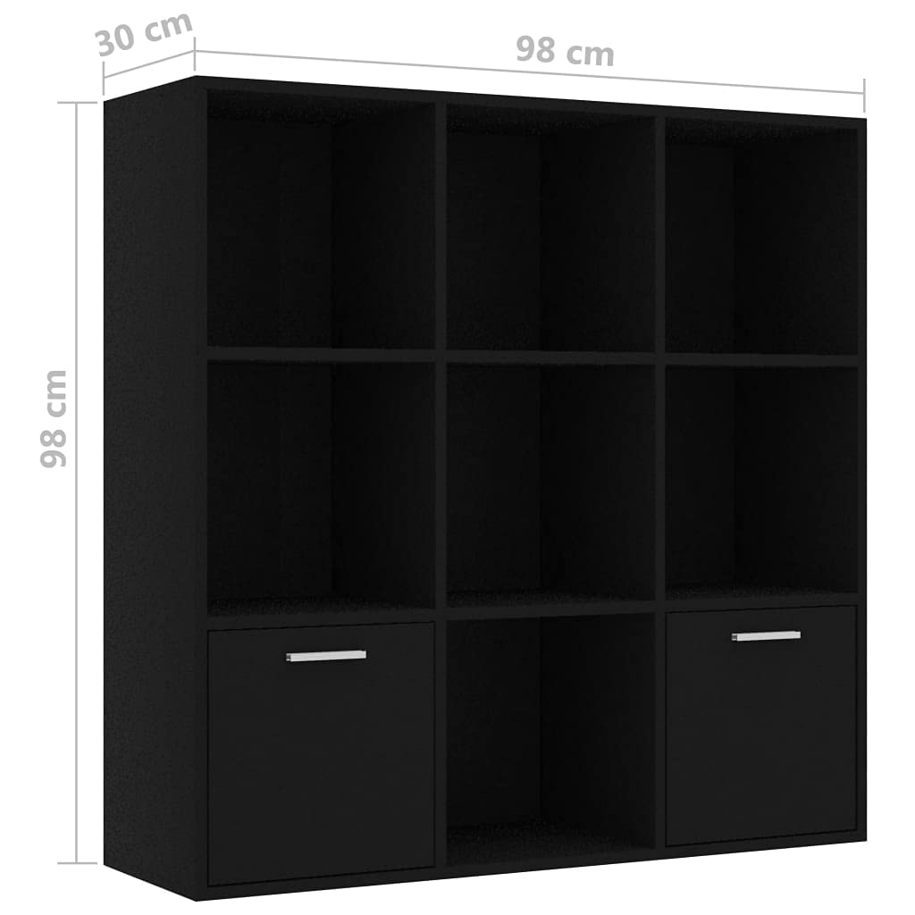 vidaXL Book Cabinet Black 38.5&quot;x11.8&quot;x38.5&quot; Chipboard