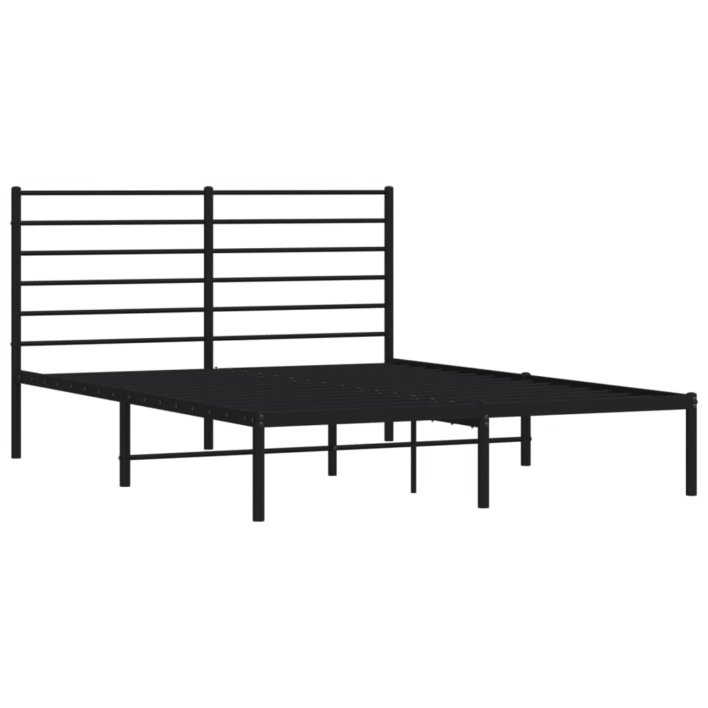 vidaXL 12 Inch Full Metal Bed Frame with Headboard, No Box Spring Needed, Noise Free Platform Bed Frame with Steel Slats, Easy Assembly, Under Bed Storage, Minimalist, Black