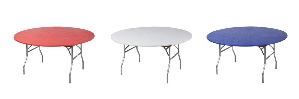 Kwik-Covers Round Fitted Plastic Table Covers, 60' (5 Feet), Red, White, Blue