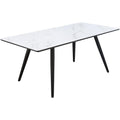 Acme Caspian Faux Marble Dining Table with Metal Base in White and Black