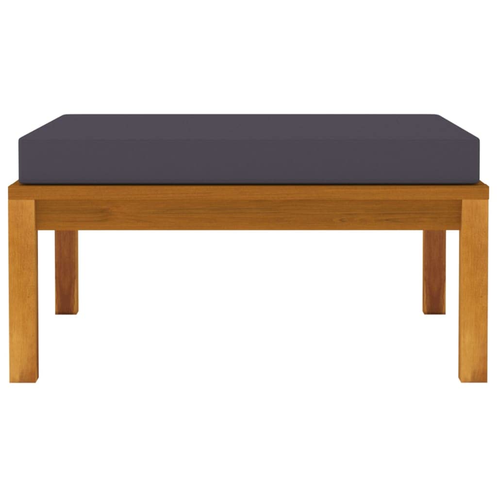 vidaXL Solid Acacia Wood Footrest with Dark Gray Cushion - Durable Outdoor Patio Furniture for Comfortable and Stylish Garden Lounge Sets