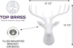 Top Brass 12 1/2'' Faux White Deer Head/White Antlers Wall Decor - Modern Minimalism Taxidermy Art Sculpture