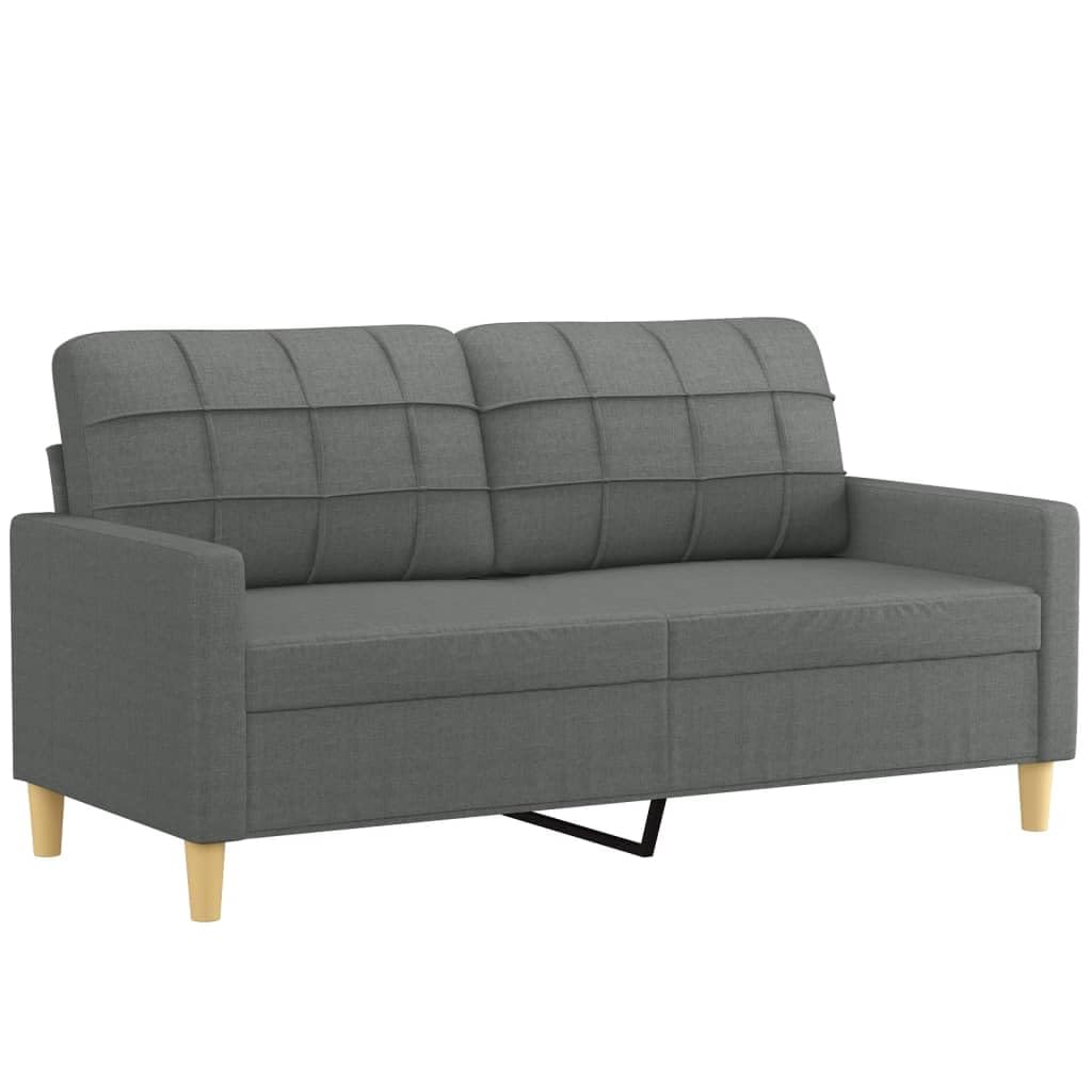 vidaXL 2-Seater Modern Sofa with Throw Pillows - Light Gray Fabric Upholstery - Durable Metal Frame - Comfortably Seats Two