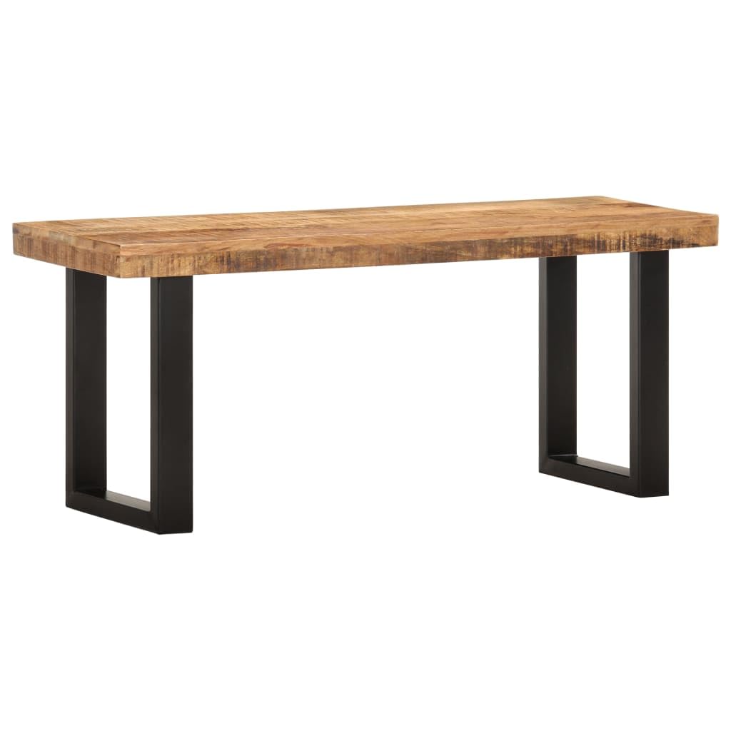 Vidaxl Industrial Hall Bench - Solid Rough Mango Wood Top With Steel Legs - Brown/Black, 43.3&quot;X13.8&quot;X18.1&quot;