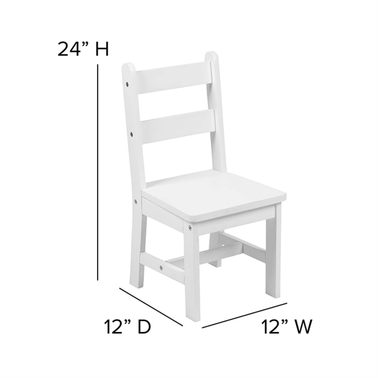 Flash Furniture Kyndl Kids Solid Hardwood Table and Chair Set for Playroom, Bedroom, Kitchen - 3 Piece Set - White