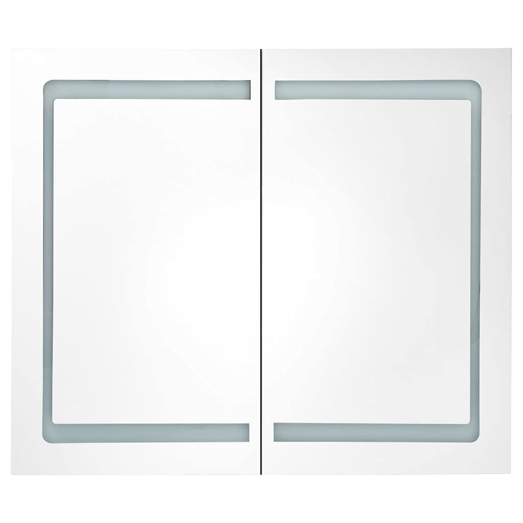 vidaXL LED Bathroom Mirror Cabinet with Shelves ?White and Silver ?Wall Mounted Design with On/Off Switch and USB Interface - 31.5"x4.8"x26.8"