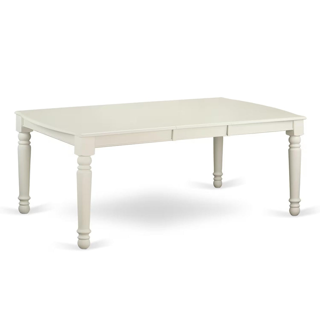 East West Furniture Dono5-Lwh-W 5 Piece Dining Set Includes A Rectangle Dining Room Table With Butterfly Leaf And 4 Wood Seat Chairs, 42X78 Inch, Linen White